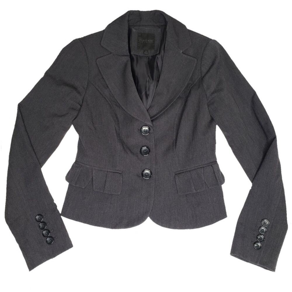 Studio 400 Charcoal Gray Princess Cut Sweet Suit Jacket Size 0 XS